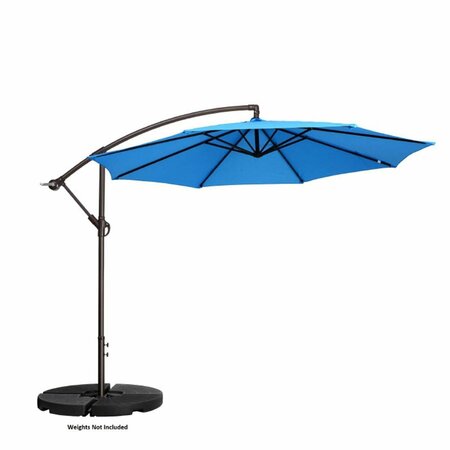 CLAUSTRO 10 ft. Offset Outdoor Patio Umbrella with 8 Steel Ribs & Aluminum Pole & Vertical Tilt; Blue CL3855370